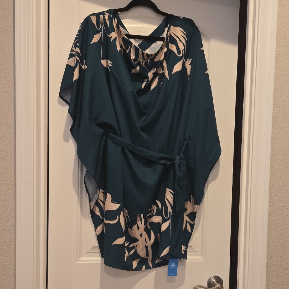 Cupshe Teal and Beige One Shoulder Dress